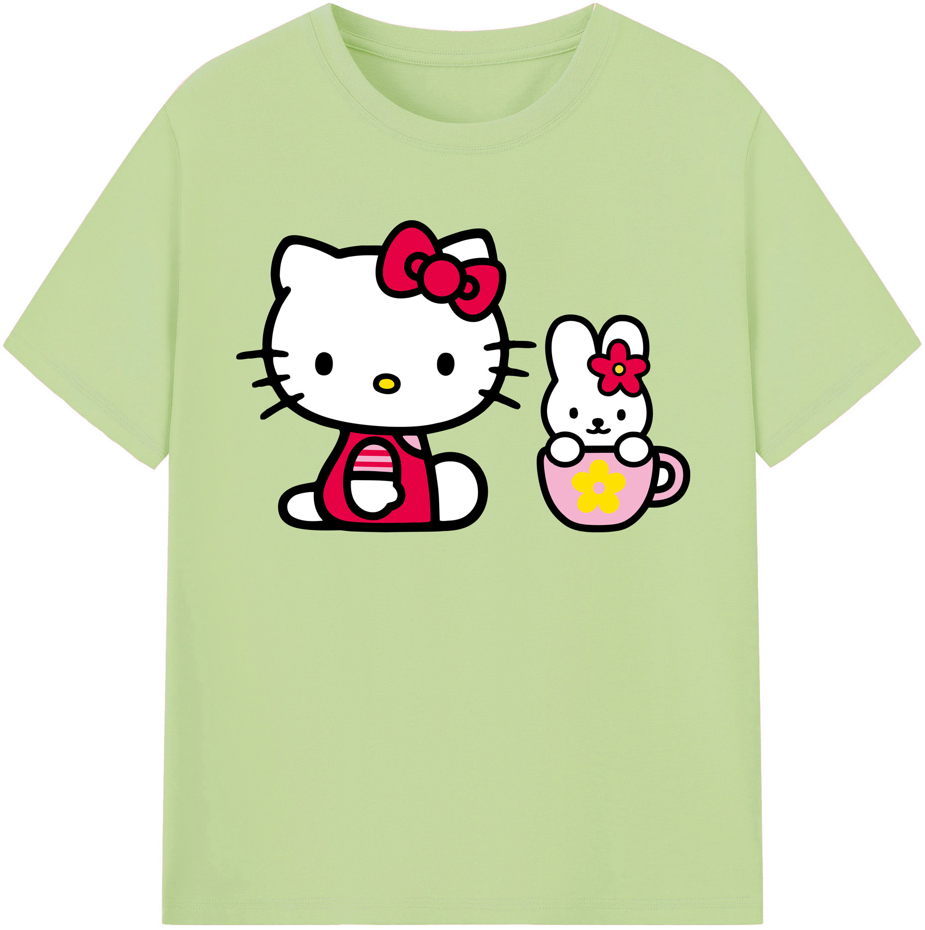 （画像用） Hello Kitty ハローキティ 綿100％半袖Tシャツ（フロントプリント）